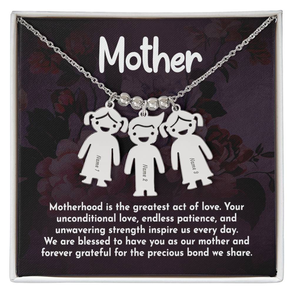 Mother, Motherhood Is The Greatest Act Of Love Kid Charm Necklace – Gift for Mom