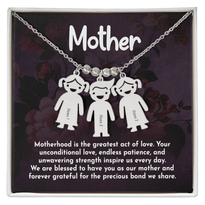 Mother, Motherhood Is The Greatest Act Of Love Kid Charm Necklace – Gift for Mom