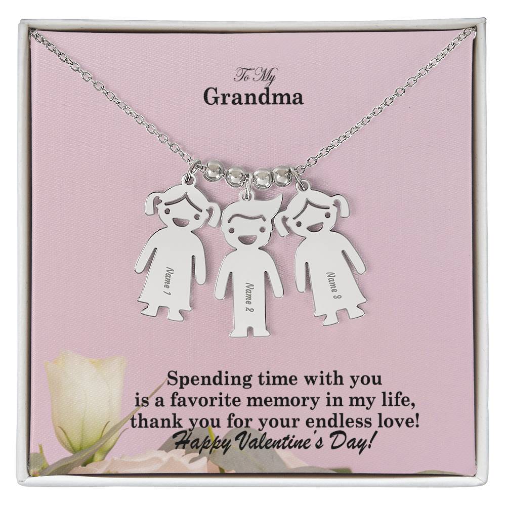 To My Grandma, Spending Time With You Is A Favorite Memory In My Life, Thank You For Your Endless Love! Kid Charm Necklace – Gift for Grandma