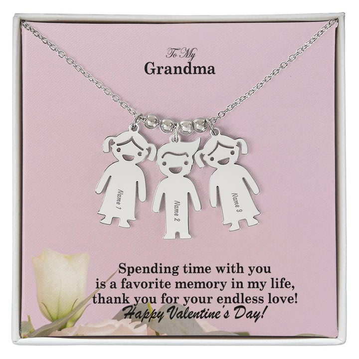 To My Grandma, Spending Time With You Is A Favorite Memory In My Life, Thank You For Your Endless Love! Kid Charm Necklace – Gift for Grandma