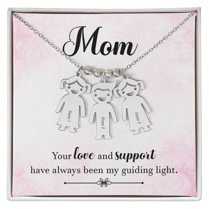 Mom, Your Love &amp; Support Have Always Been My Guiding Light – Kid Charm Necklace – Gift for Mom