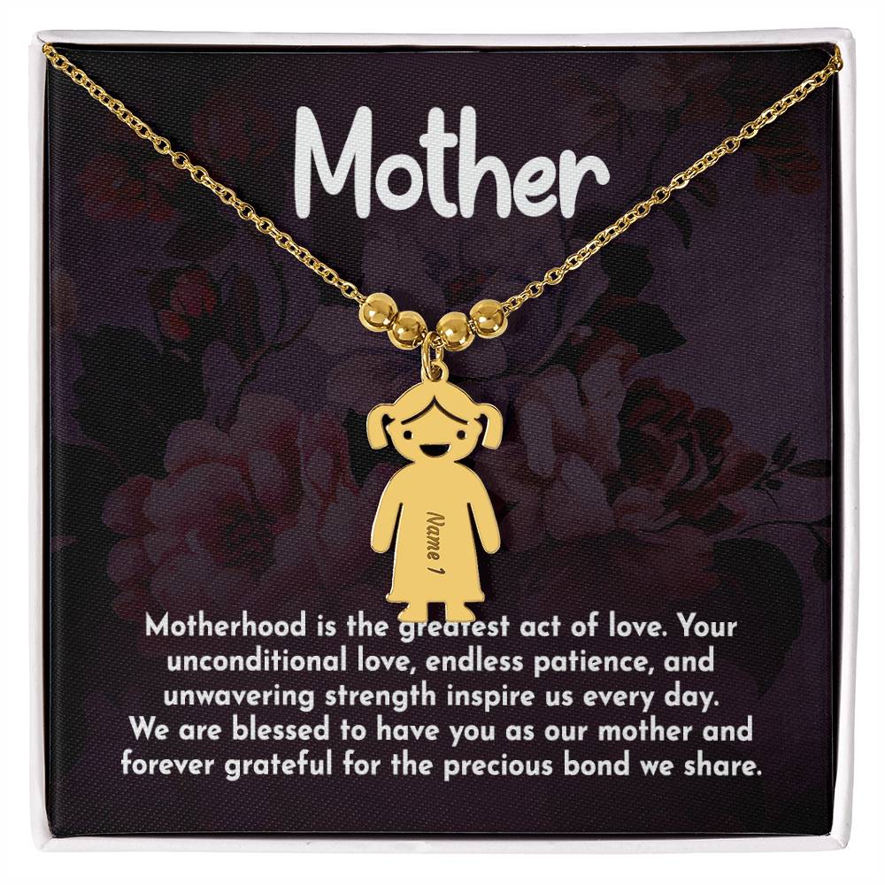 Mother, Motherhood Is The Greatest Act Of Love Kid Charm Necklace – Gift for Mom