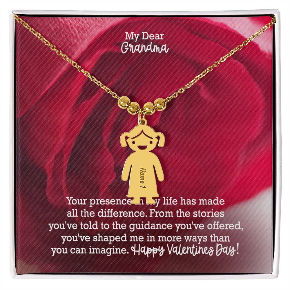 My Dear Grandma, Your Presence In My Life Has Made All The Difference - Kid Charm Necklace (w/MC) - Gift for Grandma