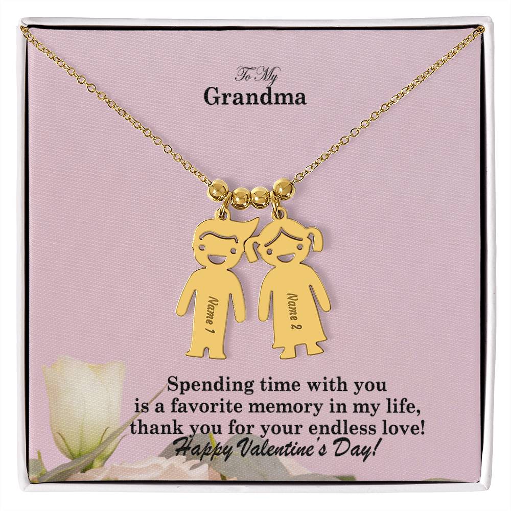 To My Grandma, Spending Time With You Is A Favorite Memory In My Life, Thank You For Your Endless Love! Kid Charm Necklace – Gift for Grandma