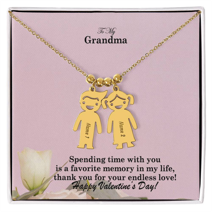 To My Grandma, Spending Time With You Is A Favorite Memory In My Life, Thank You For Your Endless Love! Kid Charm Necklace – Gift for Grandma