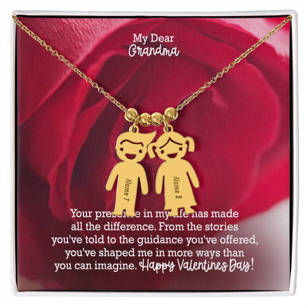 My Dear Grandma, Your Presence In My Life Has Made All The Difference - Kid Charm Necklace (w/MC) - Gift for Grandma