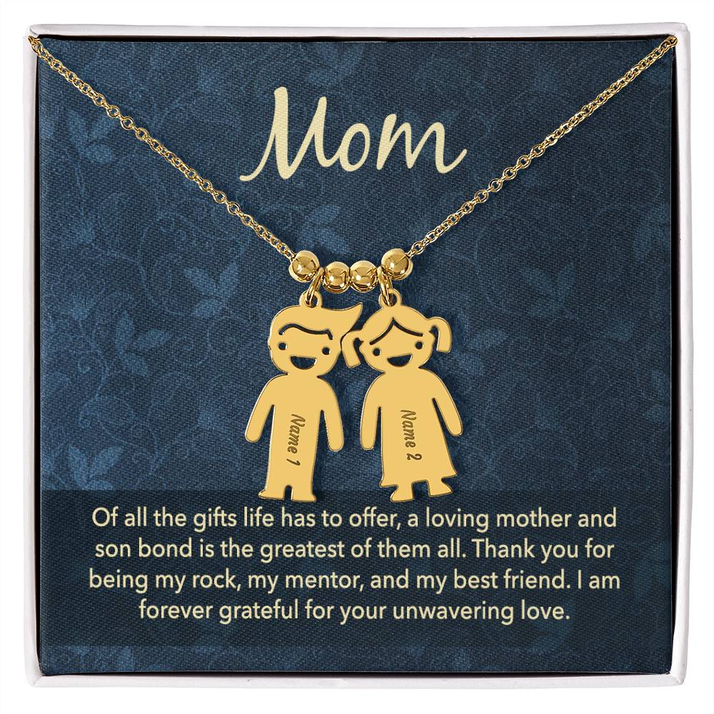 Mom, Of All The Gifts Life Has To Offer, A Loving Mother & Son Bond Is The Greatest Of Them All - Kid Charm Necklace (w/MC) - Gift for Mom