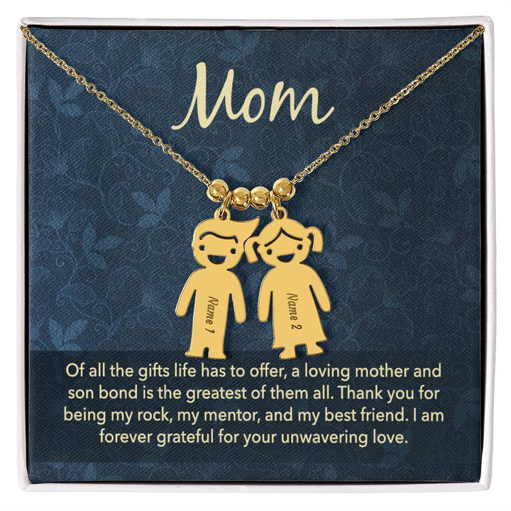 Mom, Of All The Gifts Life Has To Offer, A Loving Mother &amp; Son Bond Is The Greatest Of Them All Kid Charm Necklace – Gift for Mom