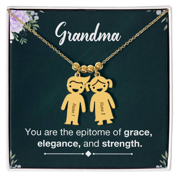 Grandma, You Are The Epitome Of Grace, Elegance, &amp; Strength – Kid Charm Necklace – Gift for Grandma