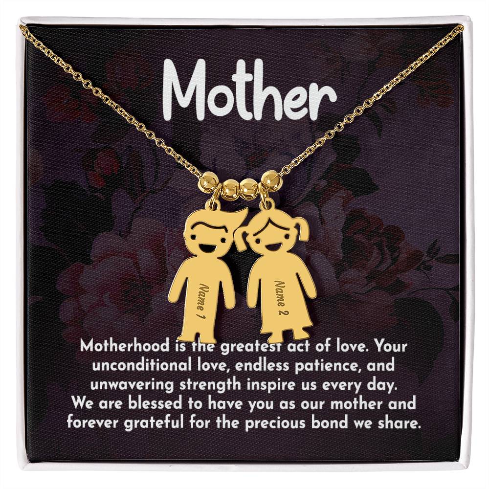 Mother, Motherhood Is The Greatest Act Of Love Kid Charm Necklace – Gift for Mom