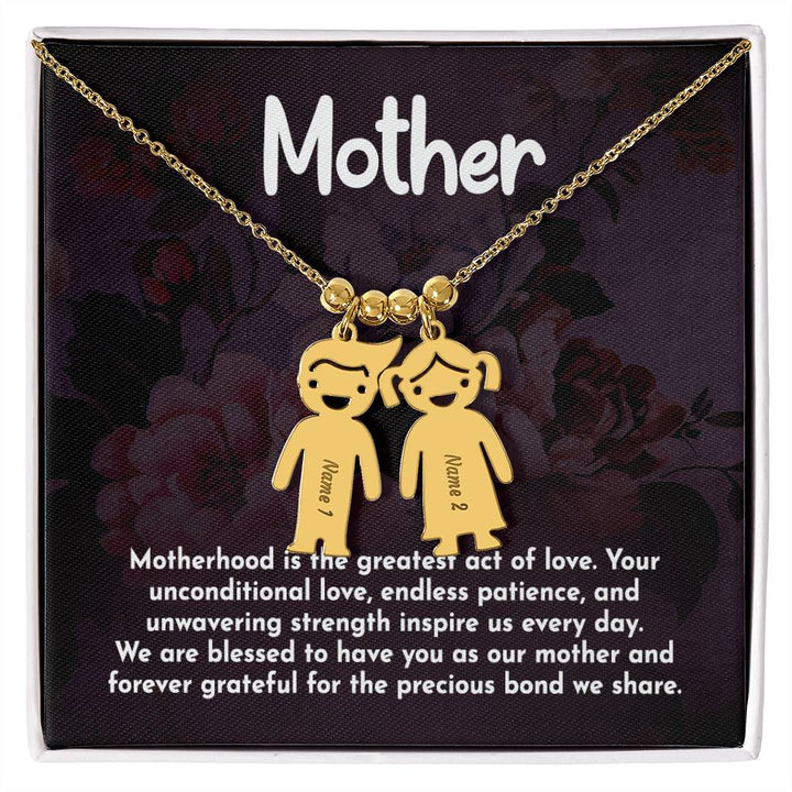 Mother, Motherhood Is The Greatest Act Of Love Kid Charm Necklace – Gift for Mom