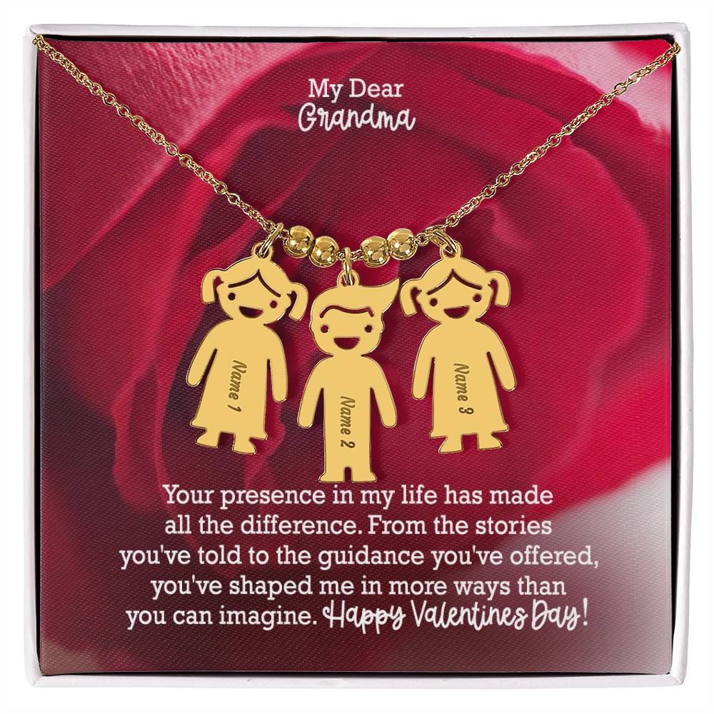 My Dear Grandma, Your Presence In My Life Has Made All The Difference - Kid Charm Necklace (w/MC) - Gift for Grandma