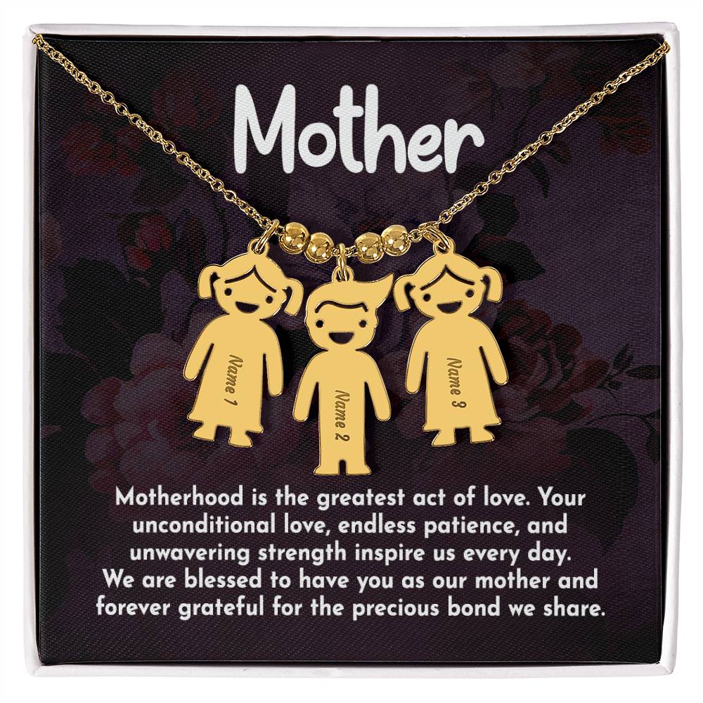 Mother, Motherhood Is The Greatest Act Of Love Kid Charm Necklace – Gift for Mom