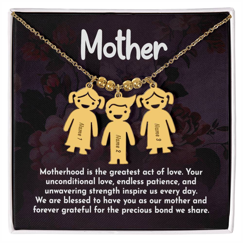 Mother, Motherhood Is The Greatest Act Of Love - Kid Charm Necklace (w/MC) - Gift for Mom