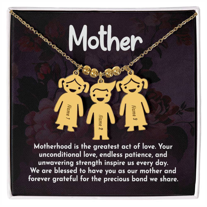 Mother, Motherhood Is The Greatest Act Of Love Kid Charm Necklace – Gift for Mom