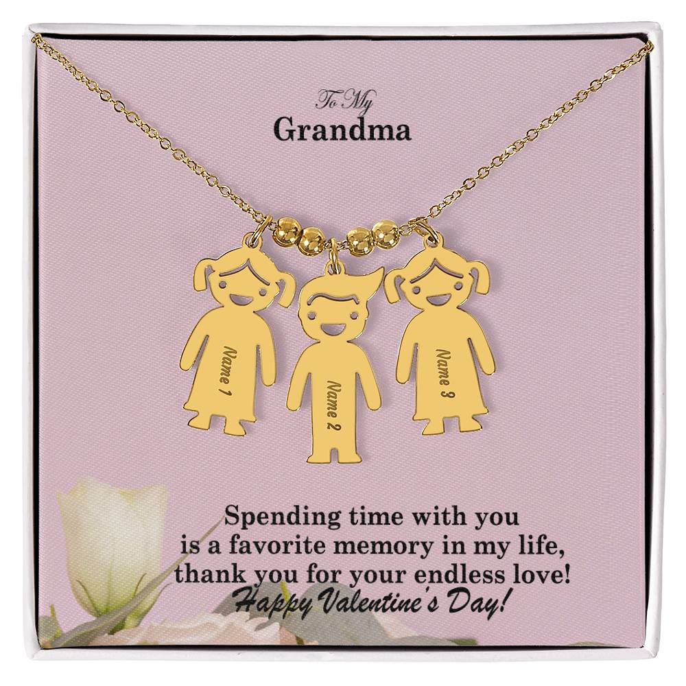 To My Grandma, Spending Time With You Is A Favorite Memory In My Life, Thank You For Your Endless Love! - Kid Charm Necklace (w/MC) - Gift for Grandma