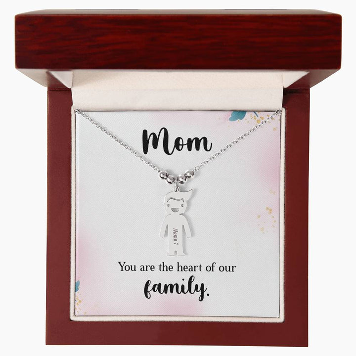 Mom, You Are The Heart Of Our Family – Kid Charm Necklace – Gift for Mom