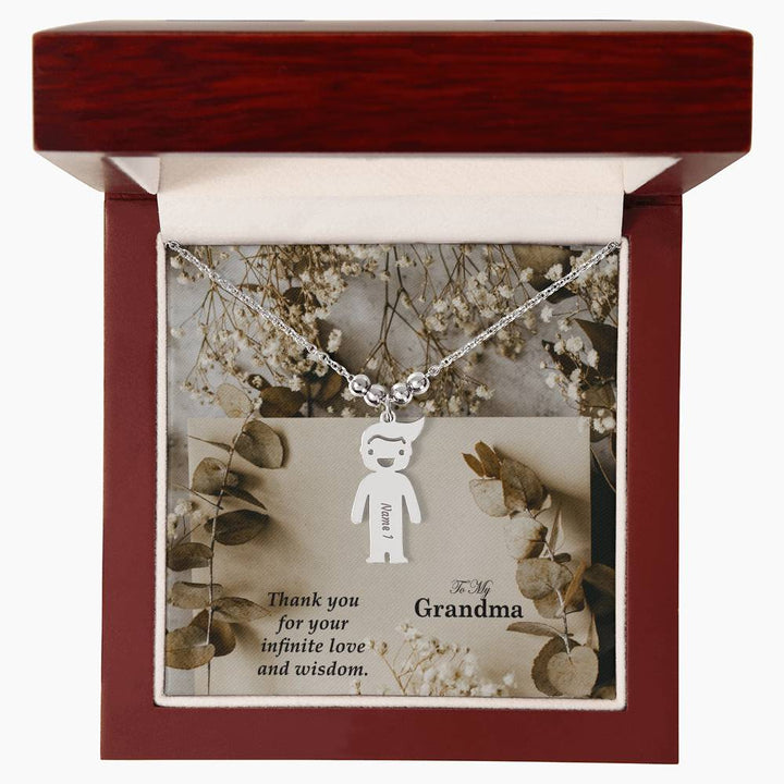 To My Grandma, Thank You For Your Infinite Love &amp; Wisdom Kid Charm Necklace – Gift for Grandma