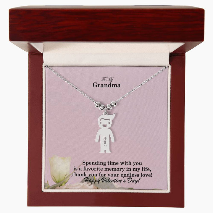 To My Grandma, Spending Time With You Is A Favorite Memory In My Life, Thank You For Your Endless Love! Kid Charm Necklace – Gift for Grandma