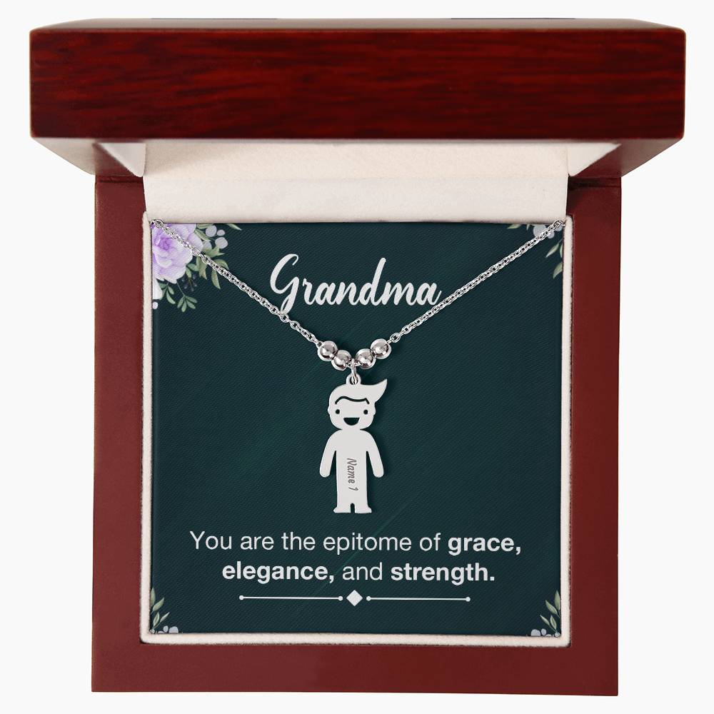 Grandma, You Are The Epitome Of Grace, Elegance, &amp; Strength – Kid Charm Necklace – Gift for Grandma