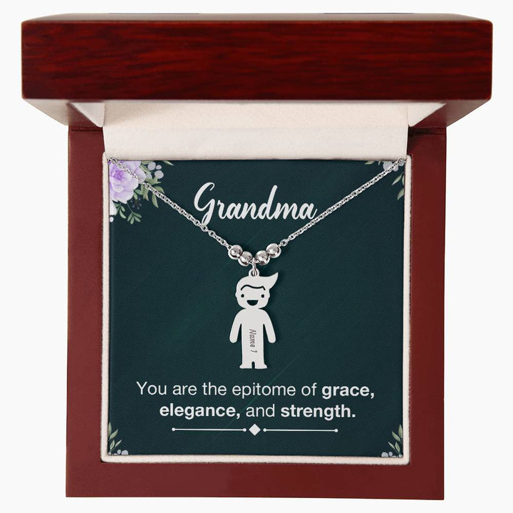 Grandma, You Are The Epitome Of Grace, Elegance, &amp; Strength – Kid Charm Necklace – Gift for Grandma