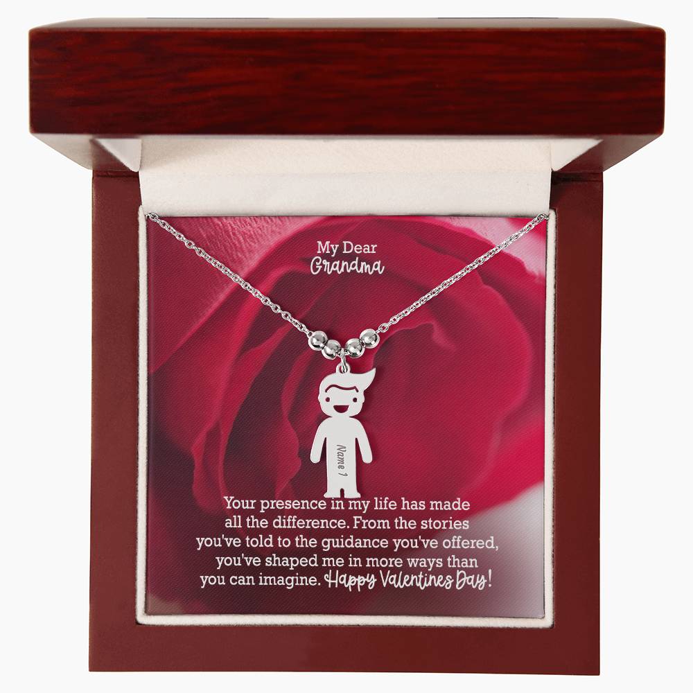 My Dear Grandma, Your Presence In My Life Has Made All The Difference - Kid Charm Necklace (w/MC) - Gift for Grandma