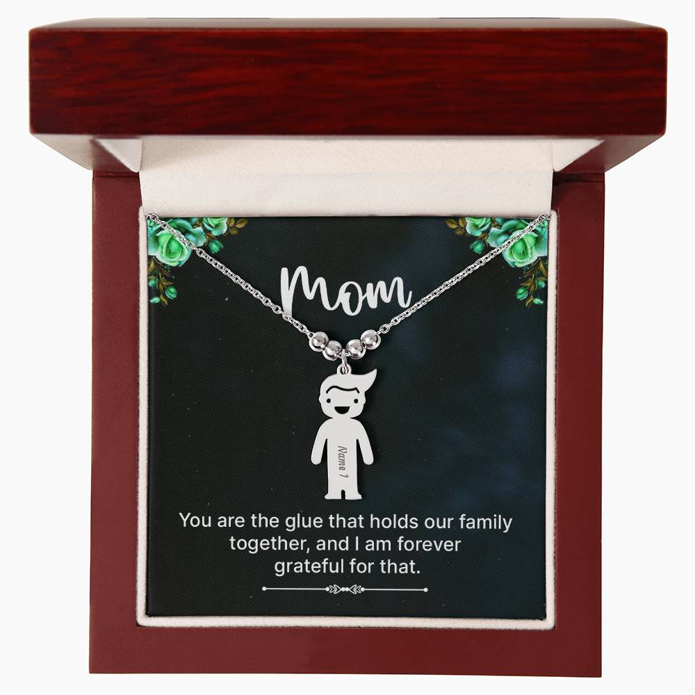 Mom, You Are The Glue That Holds Our Family Together, &amp; I Am Forever Grateful For That Kid Charm Necklace – Gift for Mom