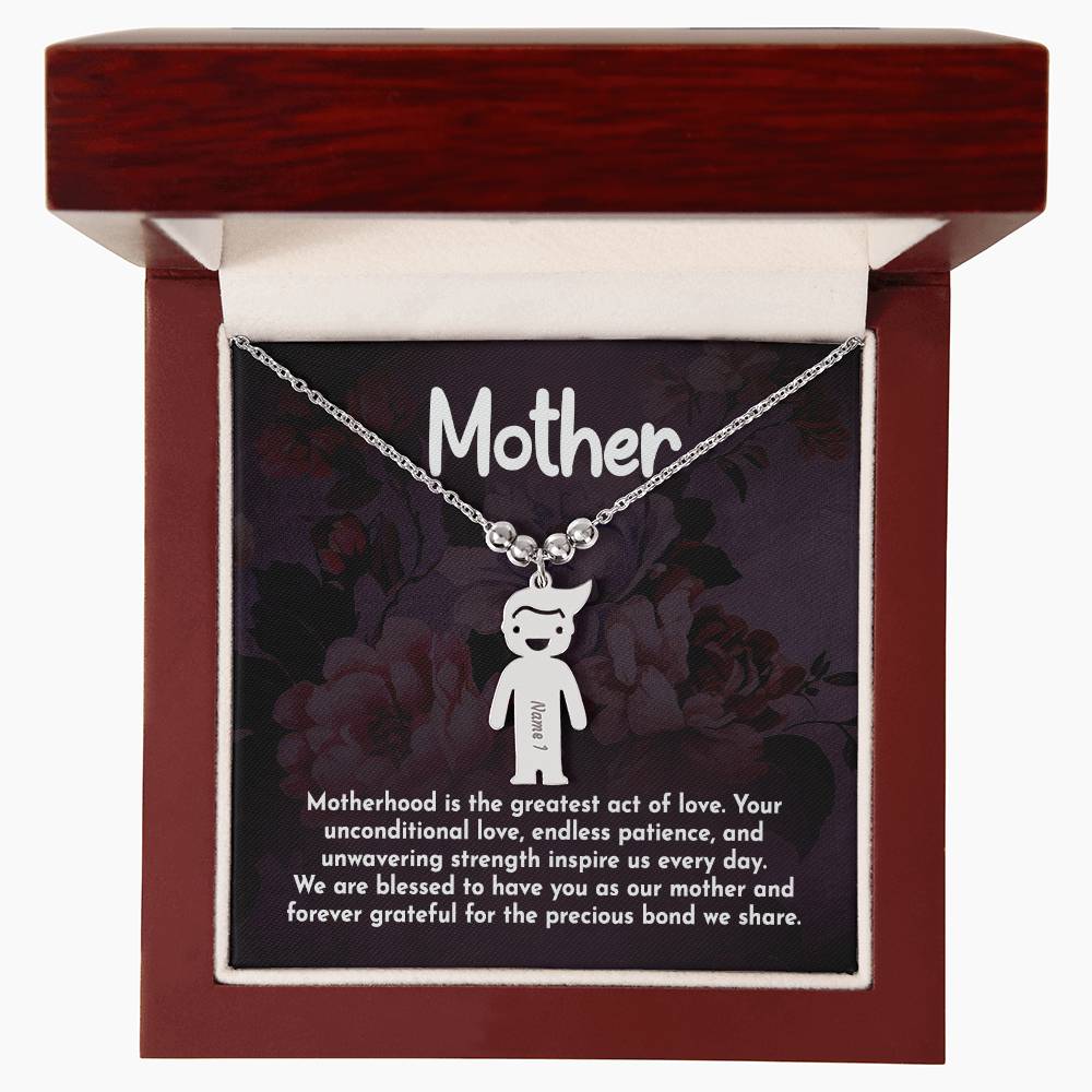 Mother, Motherhood Is The Greatest Act Of Love - Kid Charm Necklace (w/MC) - Gift for Mom