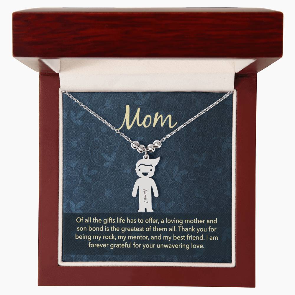 Mom, Of All The Gifts Life Has To Offer, A Loving Mother &amp; Son Bond Is The Greatest Of Them All Kid Charm Necklace – Gift for Mom
