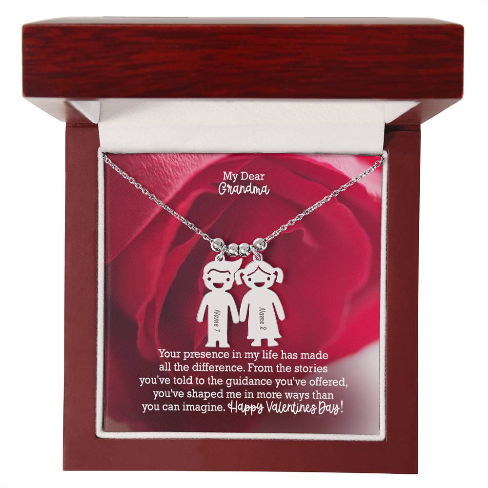 My Dear Grandma, Your Presence In My Life Has Made All The Difference Kid Charm Necklace – Gift for Grandma