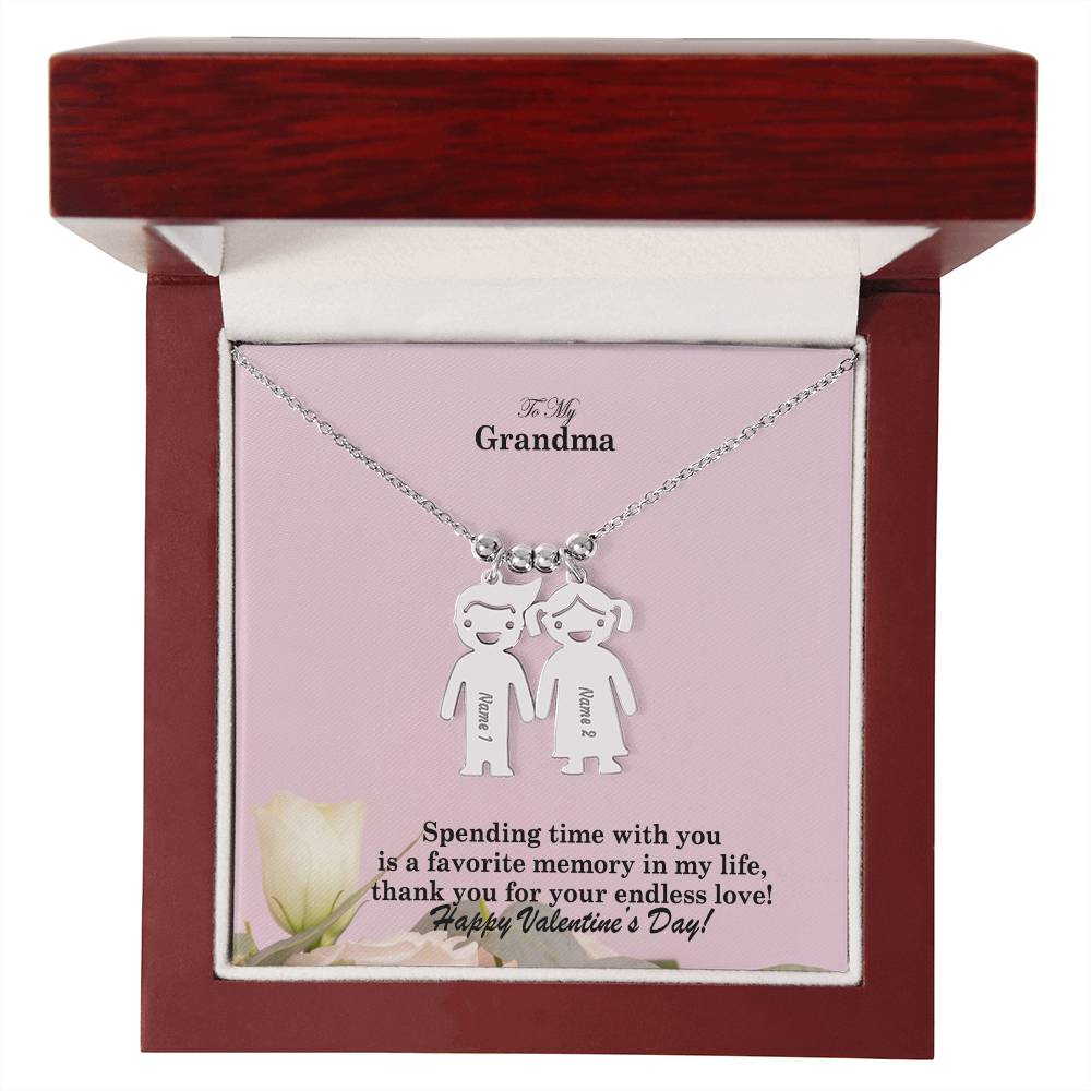 To My Grandma, Spending Time With You Is A Favorite Memory In My Life, Thank You For Your Endless Love! Kid Charm Necklace – Gift for Grandma
