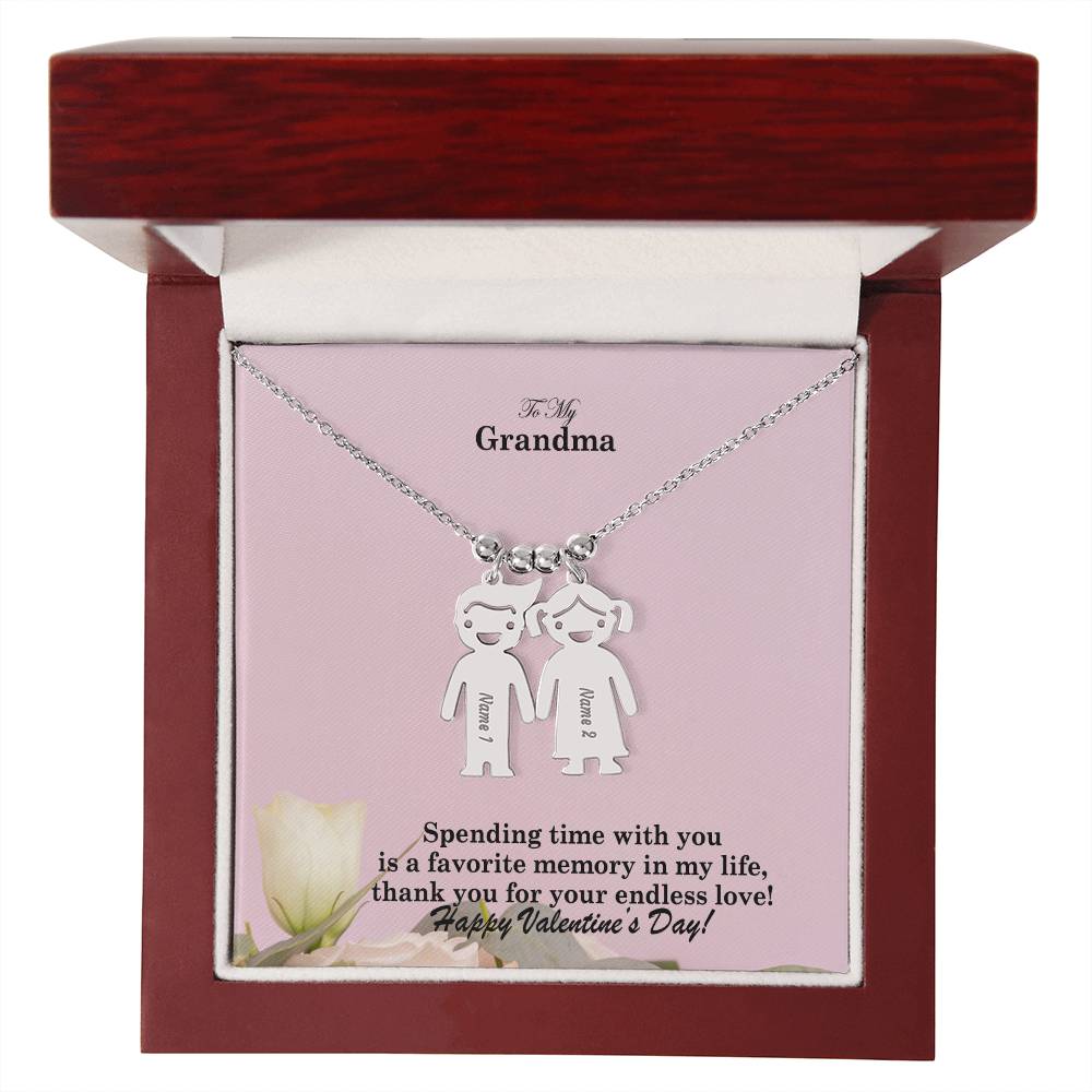 To My Grandma, Spending Time With You Is A Favorite Memory In My Life, Thank You For Your Endless Love! - Kid Charm Necklace (w/MC) - Gift for Grandma