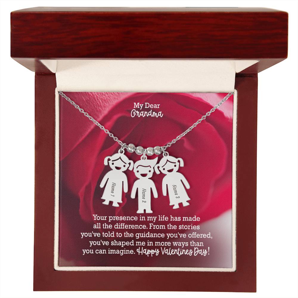 My Dear Grandma, Your Presence In My Life Has Made All The Difference Kid Charm Necklace – Gift for Grandma