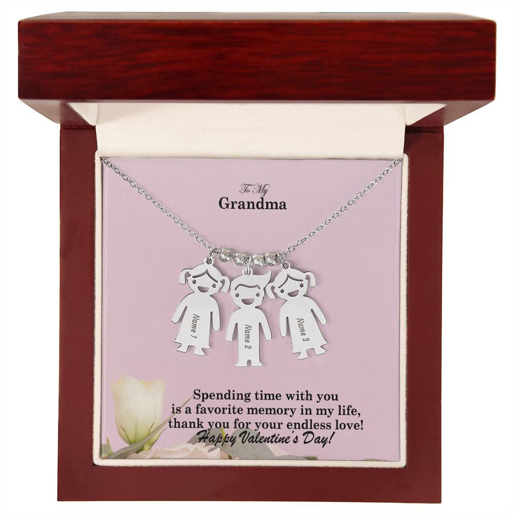 To My Grandma, Spending Time With You Is A Favorite Memory In My Life, Thank You For Your Endless Love! Kid Charm Necklace – Gift for Grandma