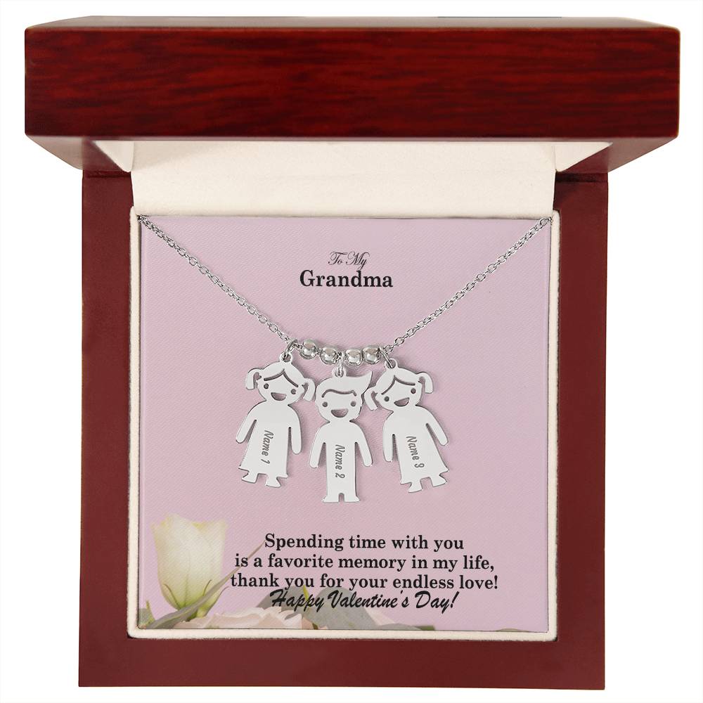 To My Grandma, Spending Time With You Is A Favorite Memory In My Life, Thank You For Your Endless Love! - Kid Charm Necklace (w/MC) - Gift for Grandma