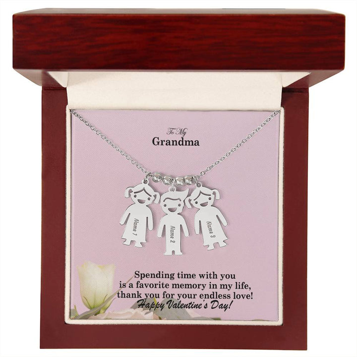 To My Grandma, Spending Time With You Is A Favorite Memory In My Life, Thank You For Your Endless Love! Kid Charm Necklace – Gift for Grandma