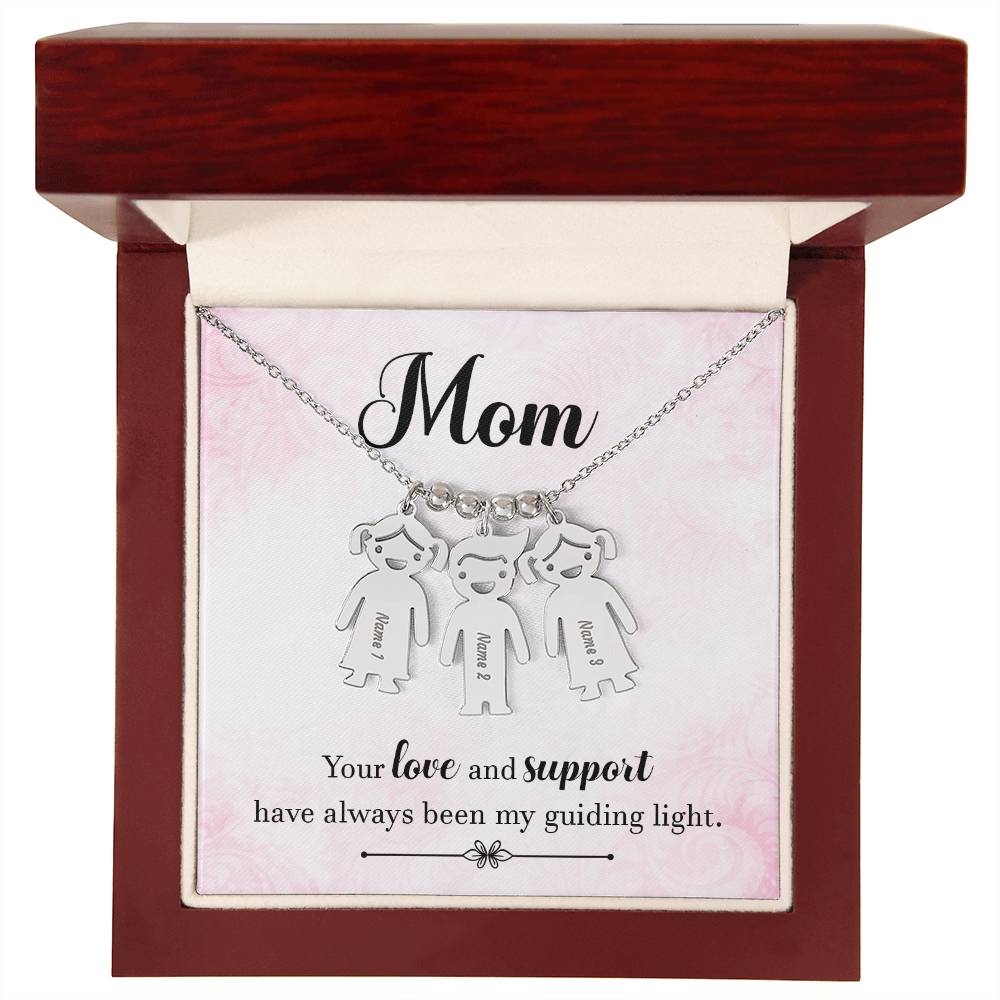 Mom, Your Love & Support Have Always Been My Guiding Light - Kid Charm Necklace (w/MC) - Gift for Mom