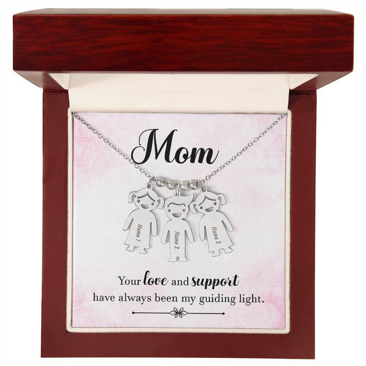 Mom, Your Love &amp; Support Have Always Been My Guiding Light – Kid Charm Necklace – Gift for Mom