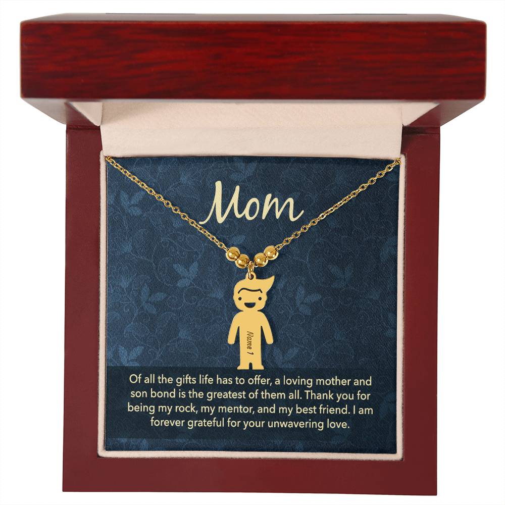 Mom, Of All The Gifts Life Has To Offer, A Loving Mother &amp; Son Bond Is The Greatest Of Them All Kid Charm Necklace – Gift for Mom