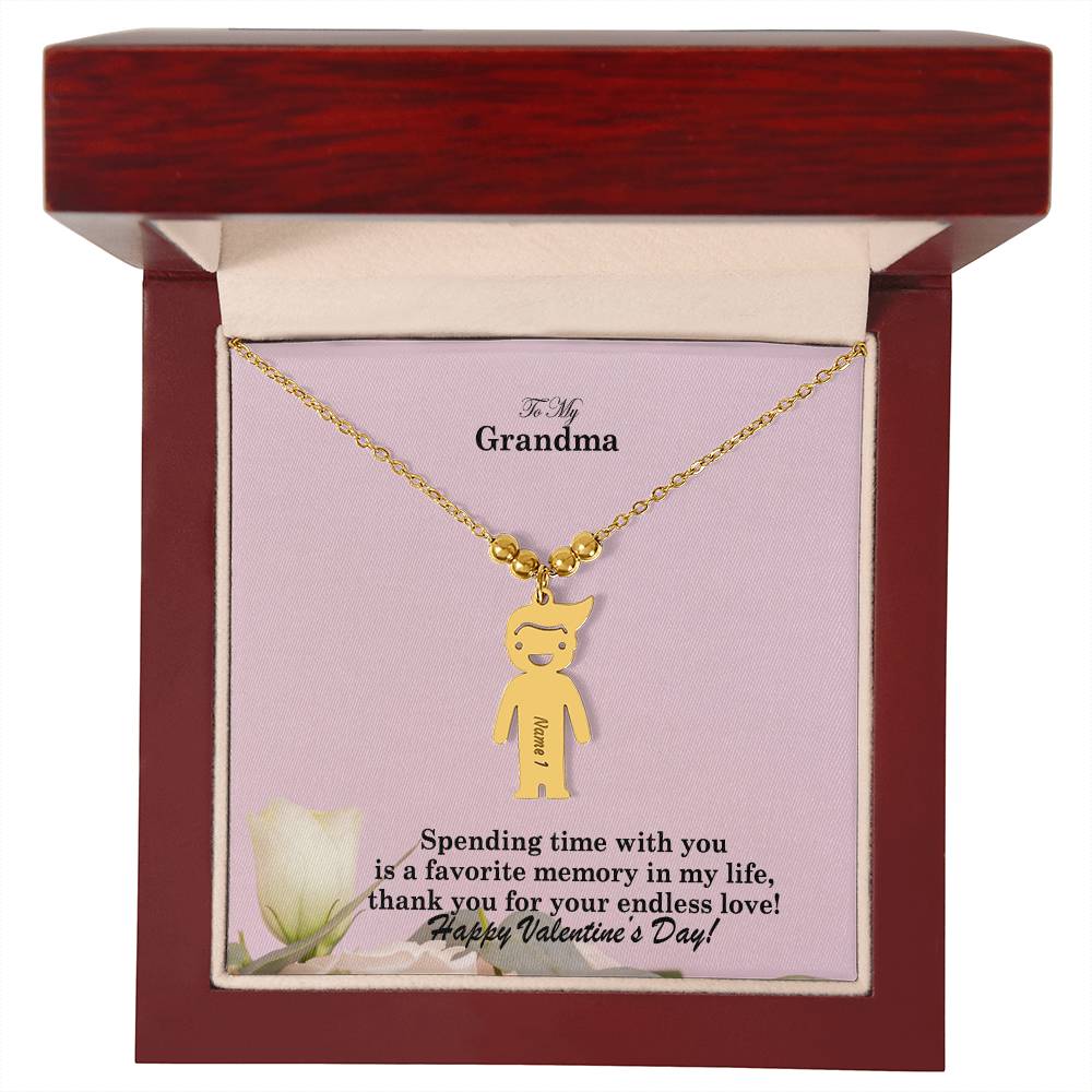 To My Grandma, Spending Time With You Is A Favorite Memory In My Life, Thank You For Your Endless Love! - Kid Charm Necklace (w/MC) - Gift for Grandma