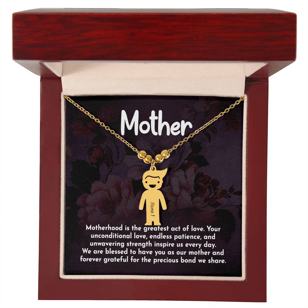 Mother, Motherhood Is The Greatest Act Of Love Kid Charm Necklace – Gift for Mom