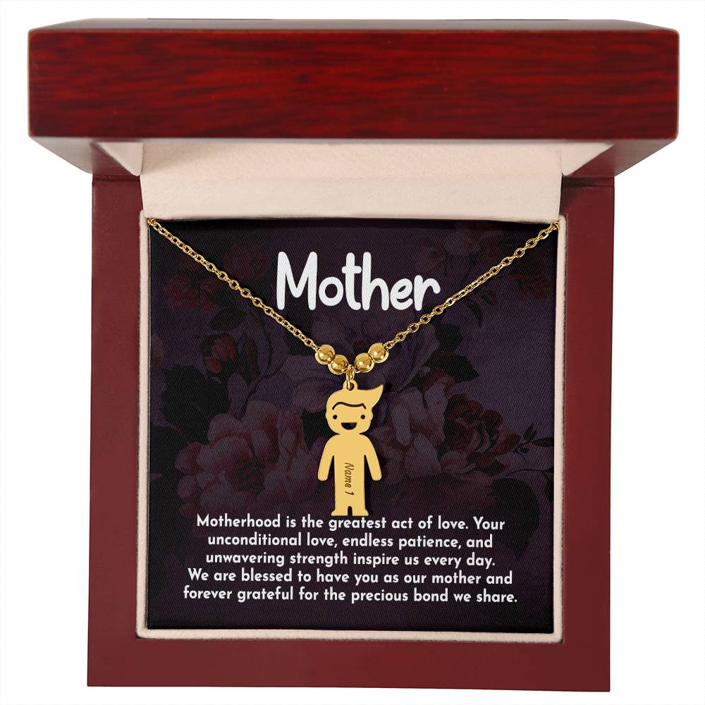 Mother, Motherhood Is The Greatest Act Of Love - Kid Charm Necklace (w/MC) - Gift for Mom