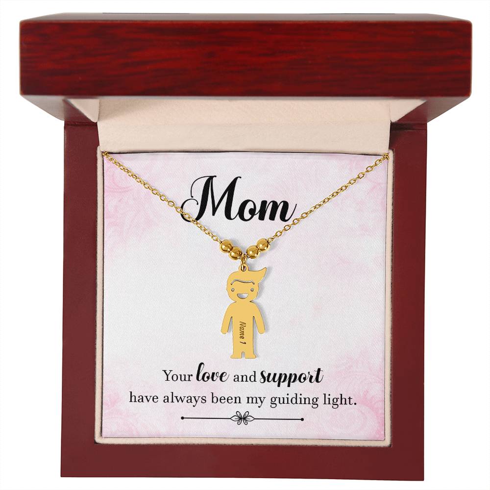 Mom, Your Love & Support Have Always Been My Guiding Light - Kid Charm Necklace (w/MC) - Gift for Mom