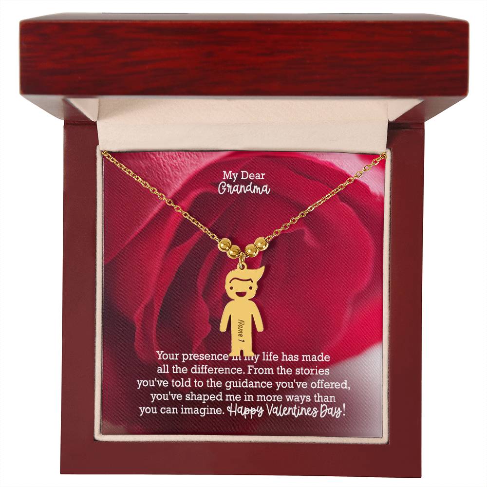 My Dear Grandma, Your Presence In My Life Has Made All The Difference - Kid Charm Necklace (w/MC) - Gift for Grandma