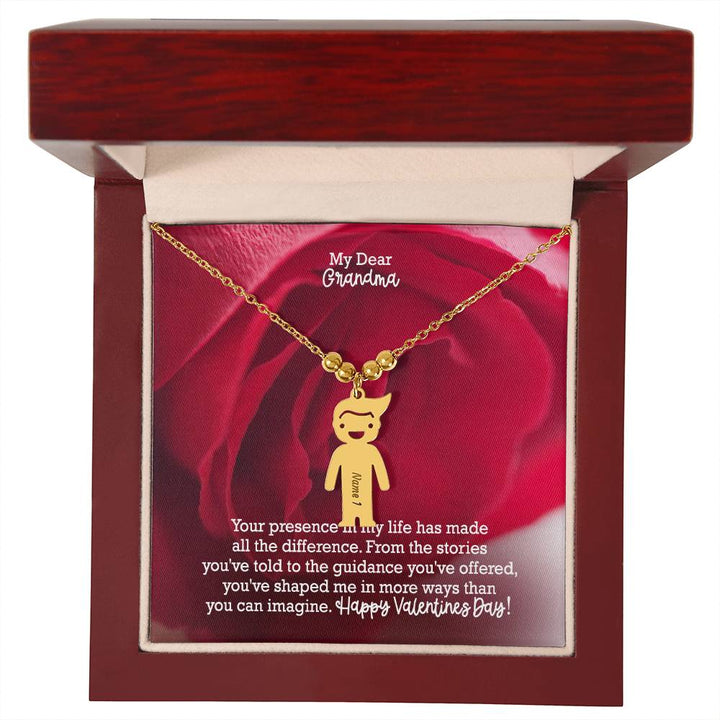 My Dear Grandma, Your Presence In My Life Has Made All The Difference Kid Charm Necklace – Gift for Grandma