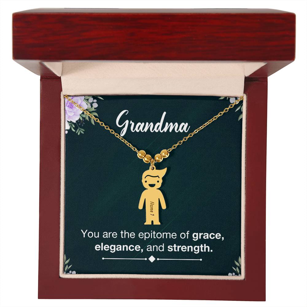 Grandma, You Are The Epitome Of Grace, Elegance, &amp; Strength – Kid Charm Necklace – Gift for Grandma