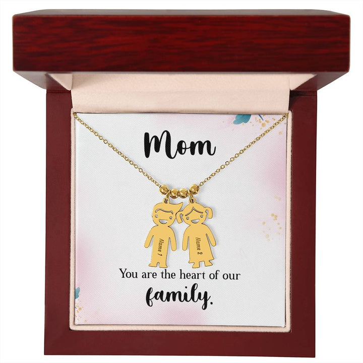 Mom, You Are The Heart Of Our Family – Kid Charm Necklace – Gift for Mom