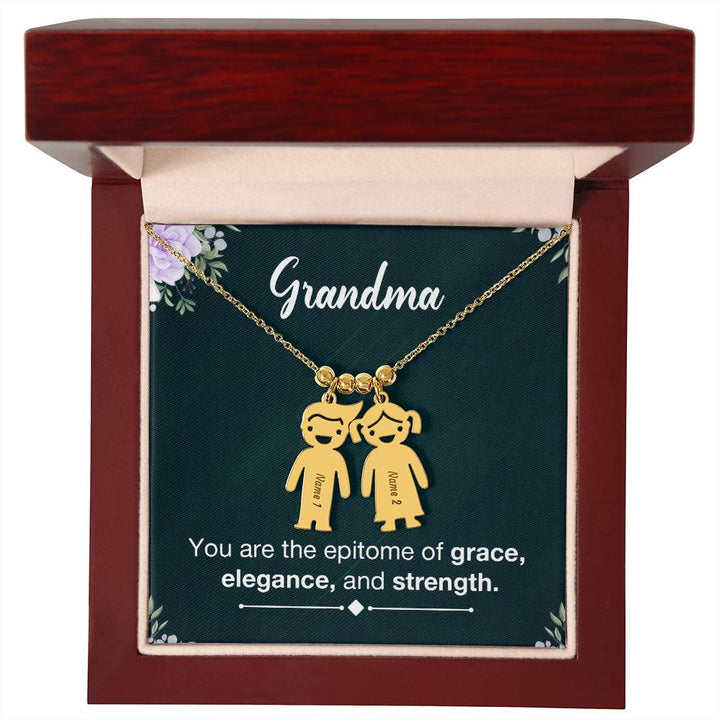 Grandma, You Are The Epitome Of Grace, Elegance, &amp; Strength – Kid Charm Necklace – Gift for Grandma