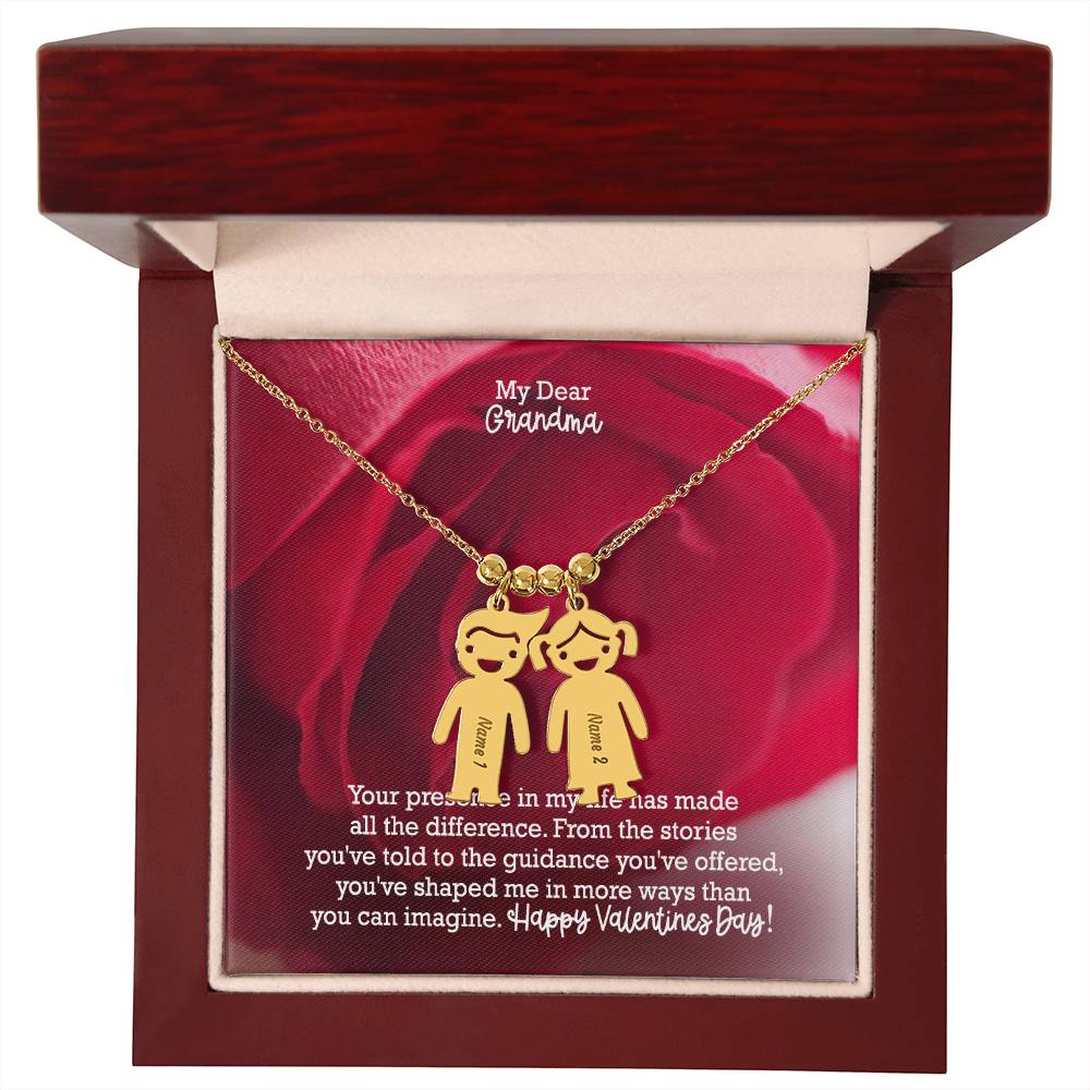 My Dear Grandma, Your Presence In My Life Has Made All The Difference - Kid Charm Necklace (w/MC) - Gift for Grandma