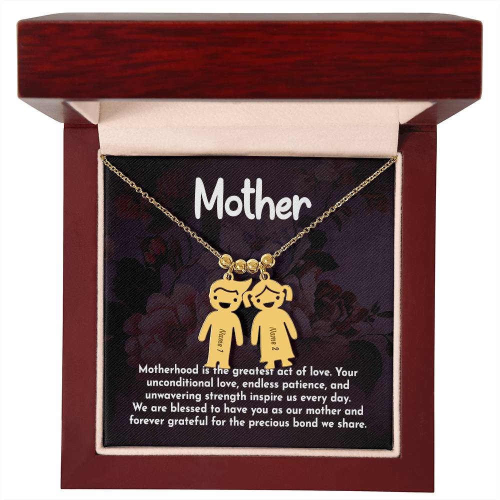 Mother, Motherhood Is The Greatest Act Of Love Kid Charm Necklace – Gift for Mom